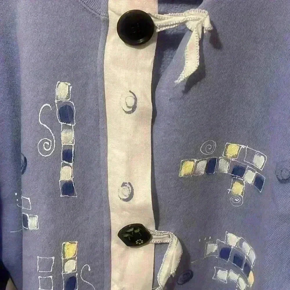 Kunkys hand  painted jacket beautiful size large  F - Picture 2 of 7